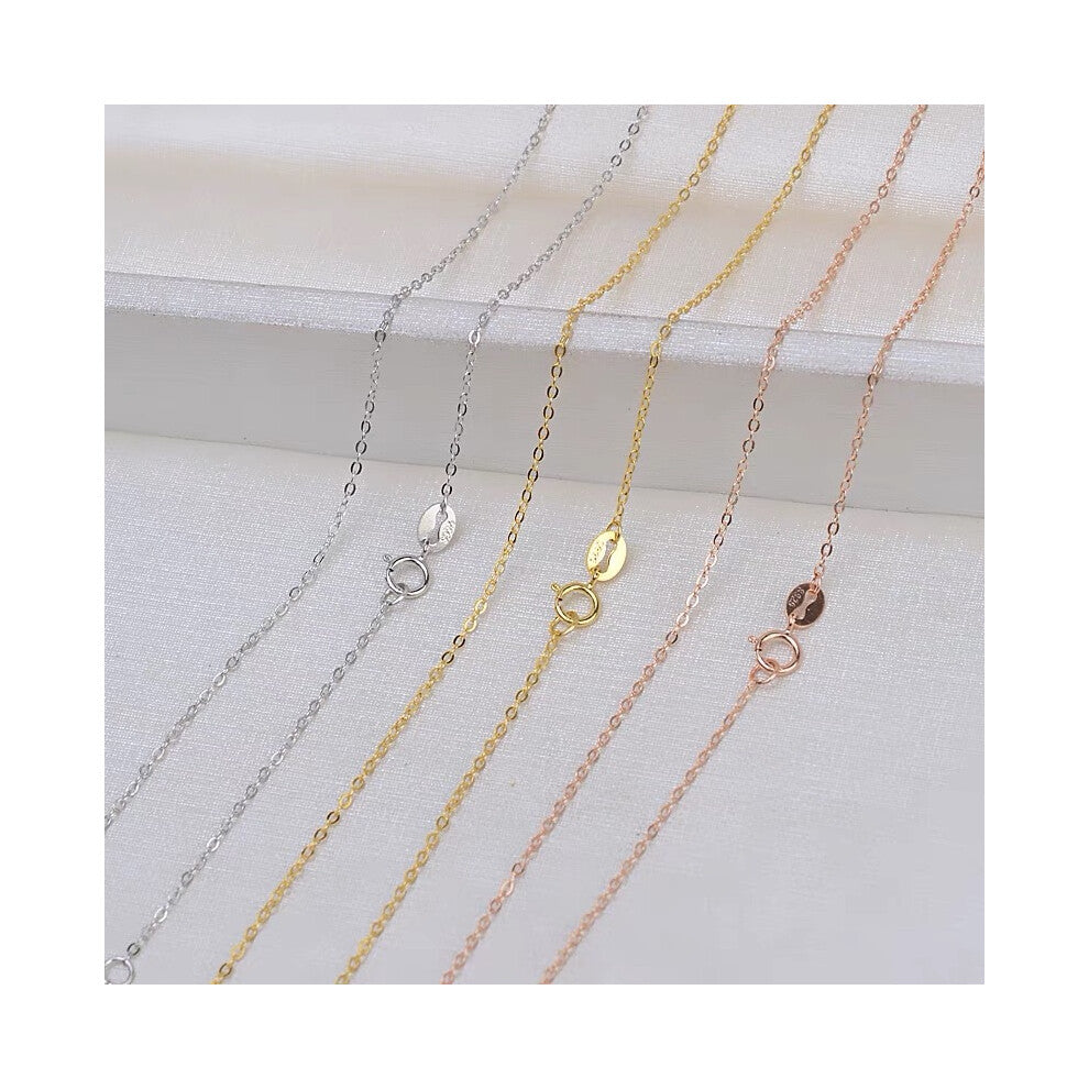 (White gold, 925 silver O-shaped chain (about 1 gram)) S925 sterling silver cross-shaped chain, O-shaped chain, bare chain, DIY, versatile collarbone