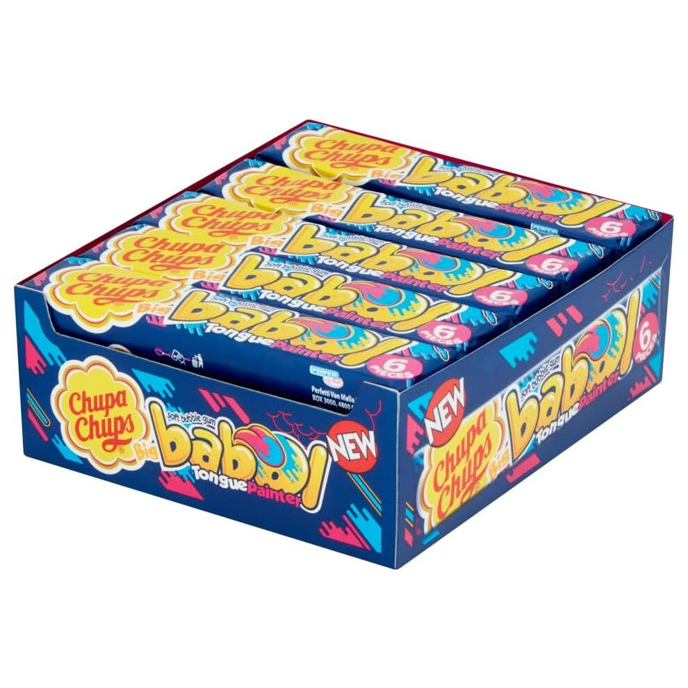 Chupa Chups Big Babol Bubble Gum, Blue Raspberry 20 x 6 Piece Packs