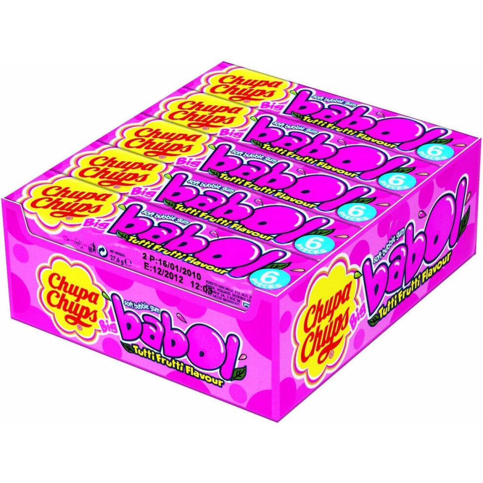Chupa Chups Big Babol Bubble Gum, Tutti Frutti 20 x 6 Piece Packs