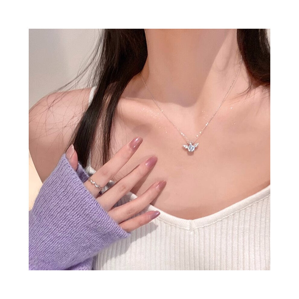 (X1075 Silver # Angel Crown) This high-end, light luxury necklace features a spicy girl pearl collarbone chain with a fashionable and versatile access