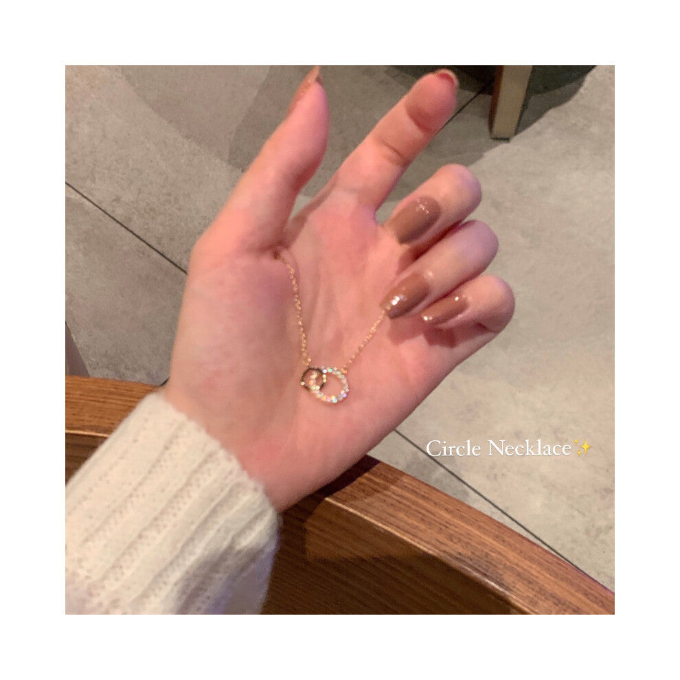 (X773 Gold # Interlinked) This high-end, light luxury necklace features a spicy girl pearl collarbone chain with a fashionable and versatile accessory