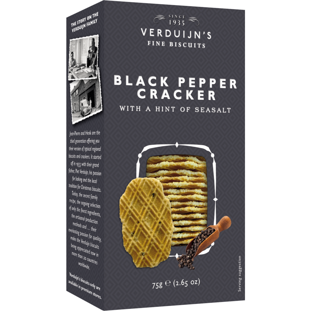 Verduijn's Black Pepper Crackers With Sea Salt 75G
