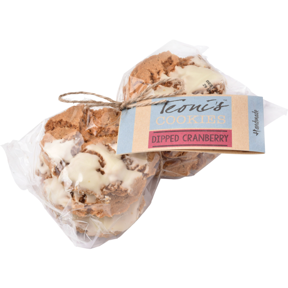 Teoni's White Choc Dipped Cranberry Oat Crunch Cookies 300G
