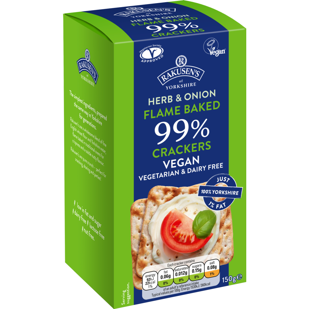 Rakusen's 99% Fat Free Crackers - Herb & Onion 150G