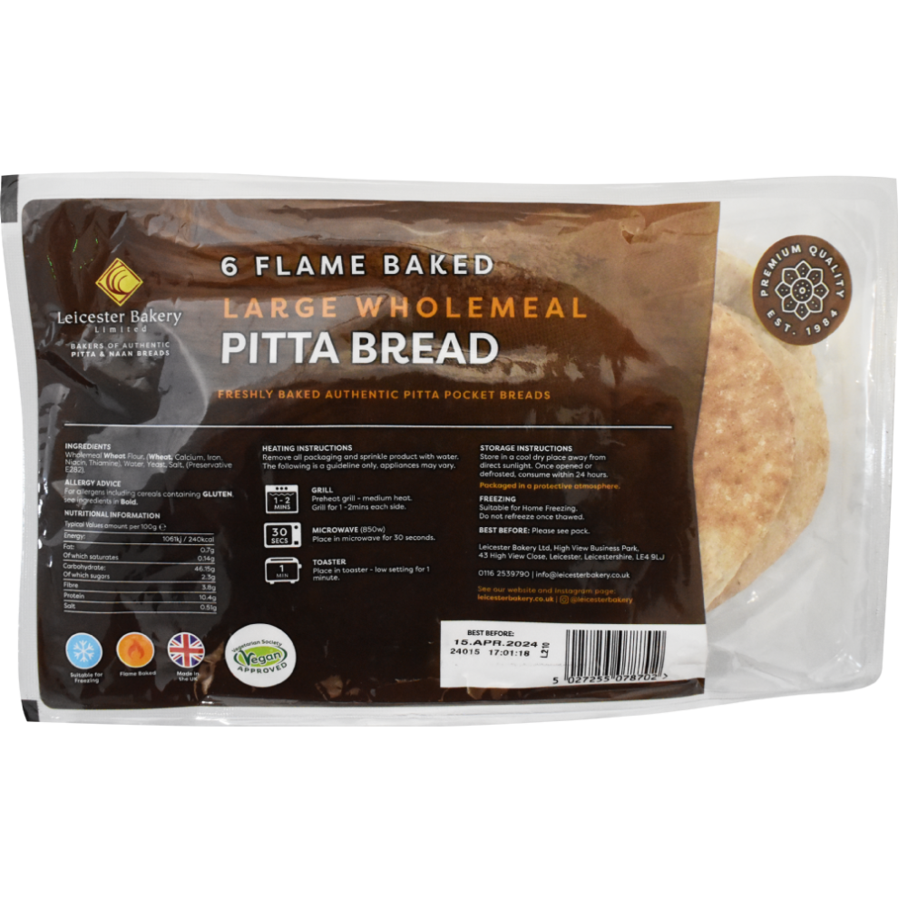 Leicester Bakery 6 Wholemeal Pitta Breads