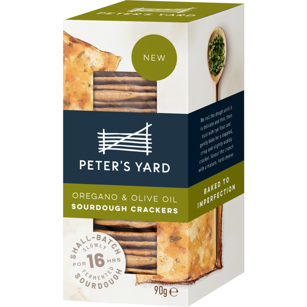 Peter's Yard Oregano & Olive Oil Sourdough Crackers 90G