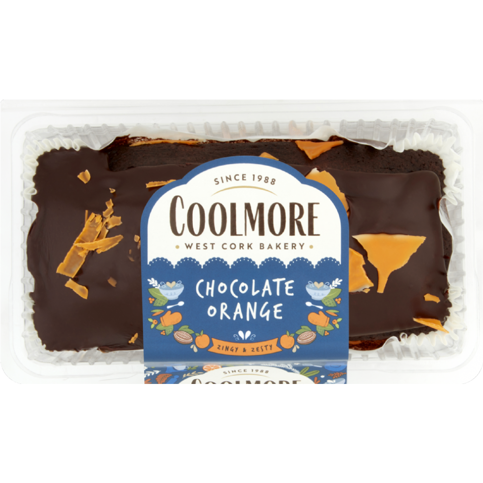 Coolmore Chocolate Orange Cake 400g - Moist Rich Chocolate Fudge Cake with Orange Oil, Chocolate Chips, Chocolate Icing and Orange Flavour Curls