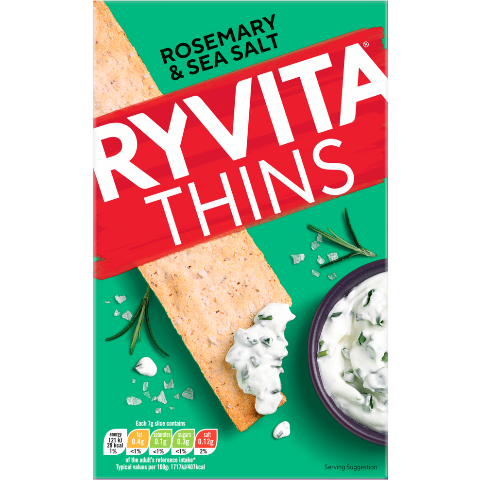 Ryvita Thins - Rosemary & Sea Salt 125G