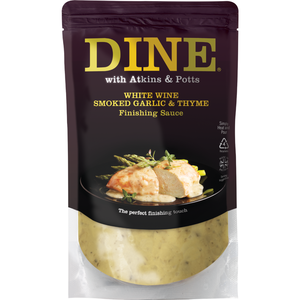 Atkins & Potts White Wine, Smoked Garlic & Thyme Finishing Sauce 350G