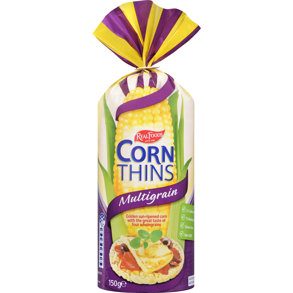 Real Foods Corn Thins - Multigrain 150G
