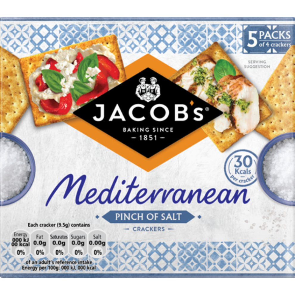 Jacob's Mediterranean Crackers - Pinch Of Salt 190G