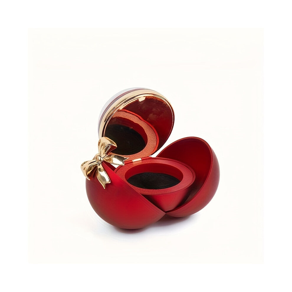 (?Red?) Ball-shaped bow jewelry box, metal desktop display cabinet for rings and necklaces, Valentine's Day proposal gift box, elegant accessory stora