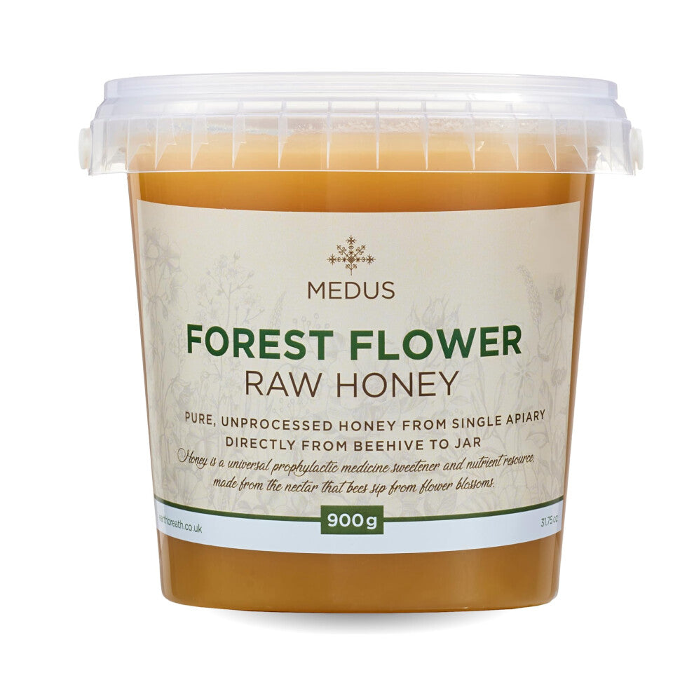 Earthbreath Forest Flower Raw Honey 900g - Pure, Dark, Unpasteurised, Unfiltered and Natural Honey - Natural Sweetener for Cooking, Tea, Coffee, Milk,