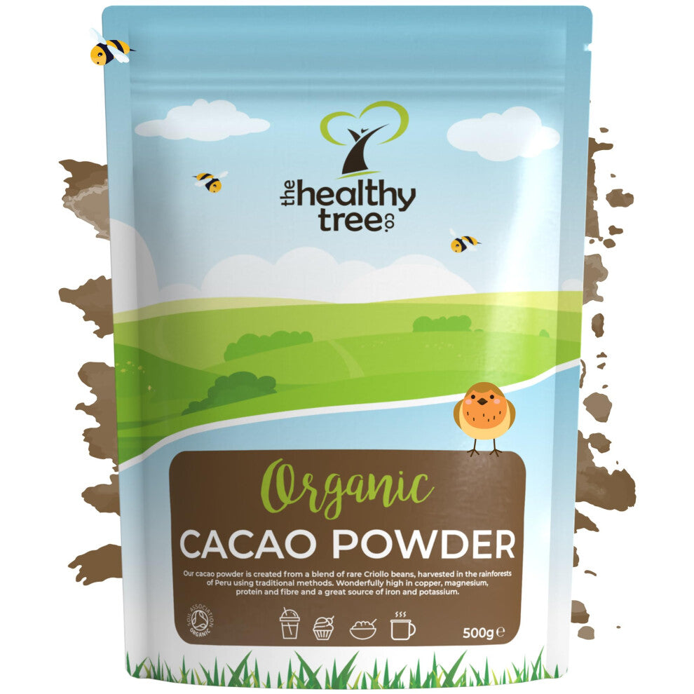 Organic Raw Cacao Powder by TheHealthyTree Company for Yoghurt, Smoothies & Baking - High in Protein, Magnesium, Fibre and Potassium - Sugar Free,
