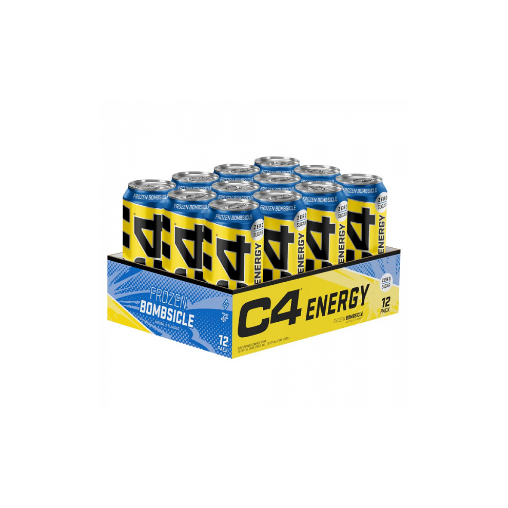C4 Energy Drink Zero Sugar Frozen Bombsicle Flavour Drink 12x 500ml AUGUST 2025