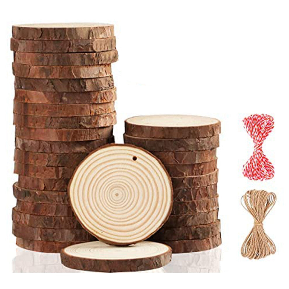 slices Natural Wood Chips Unfinished DIY Handicraft Pre-drilled Round Wooden Circle Art Country Wood Chip Decoration-A
