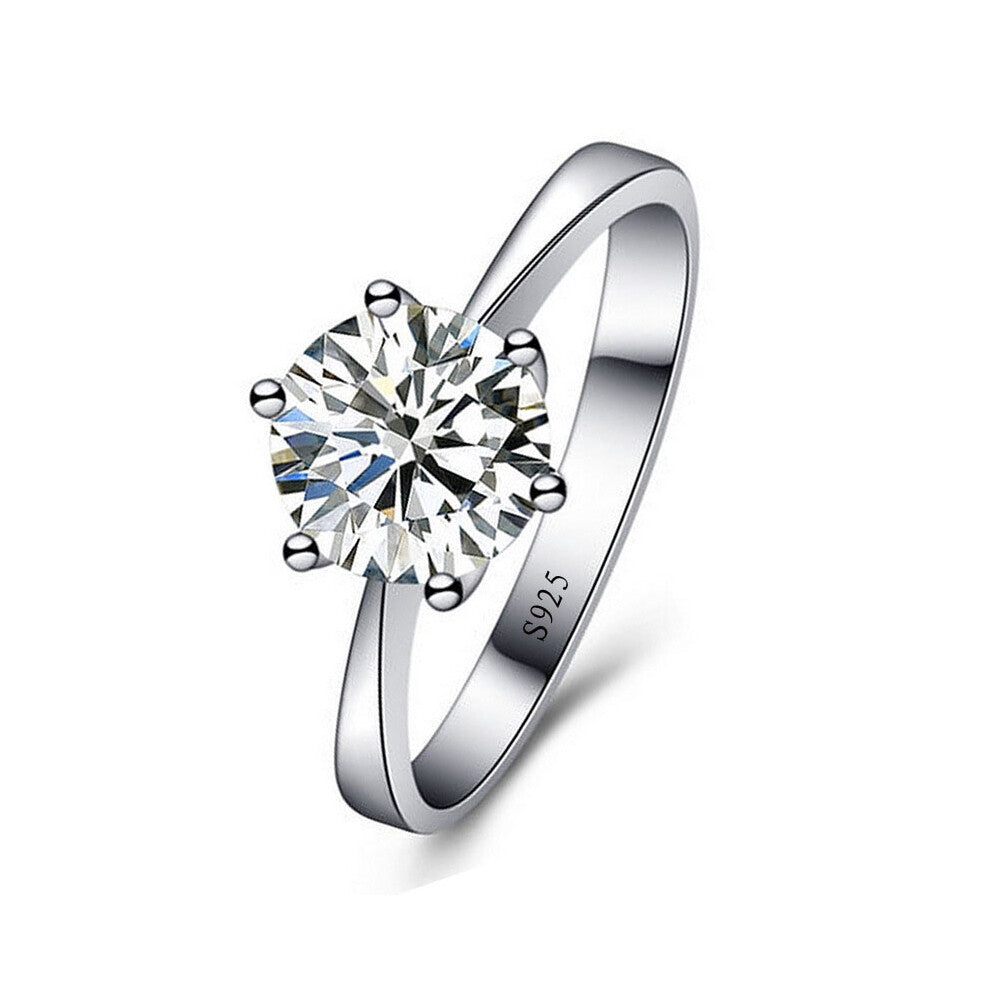 (10) Women Fashion Ring Solitaire With Blossom Sixclaw Wedding Engagement Ring Ring