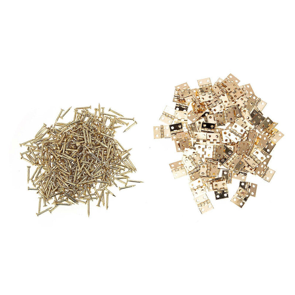 (As show, One size) 100 Pcs Vintage Jewelry Box Vintage Chest Hinge Rust Proof Hinges Metal Hinges Doors Hinges Connectors Mini Furniture Hinges