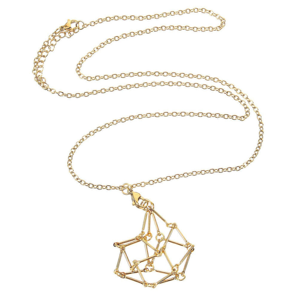 (As show, One size) Stone Holder Metal Necklace Hollow Crystal Holder Pendant Metal Cage Pendant for Crystal