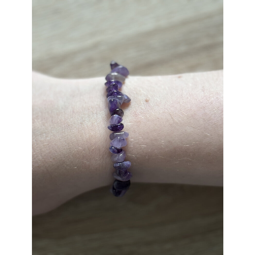 For Healing Amethyst crystal chip Elasticated Bracelet with Gift Bag