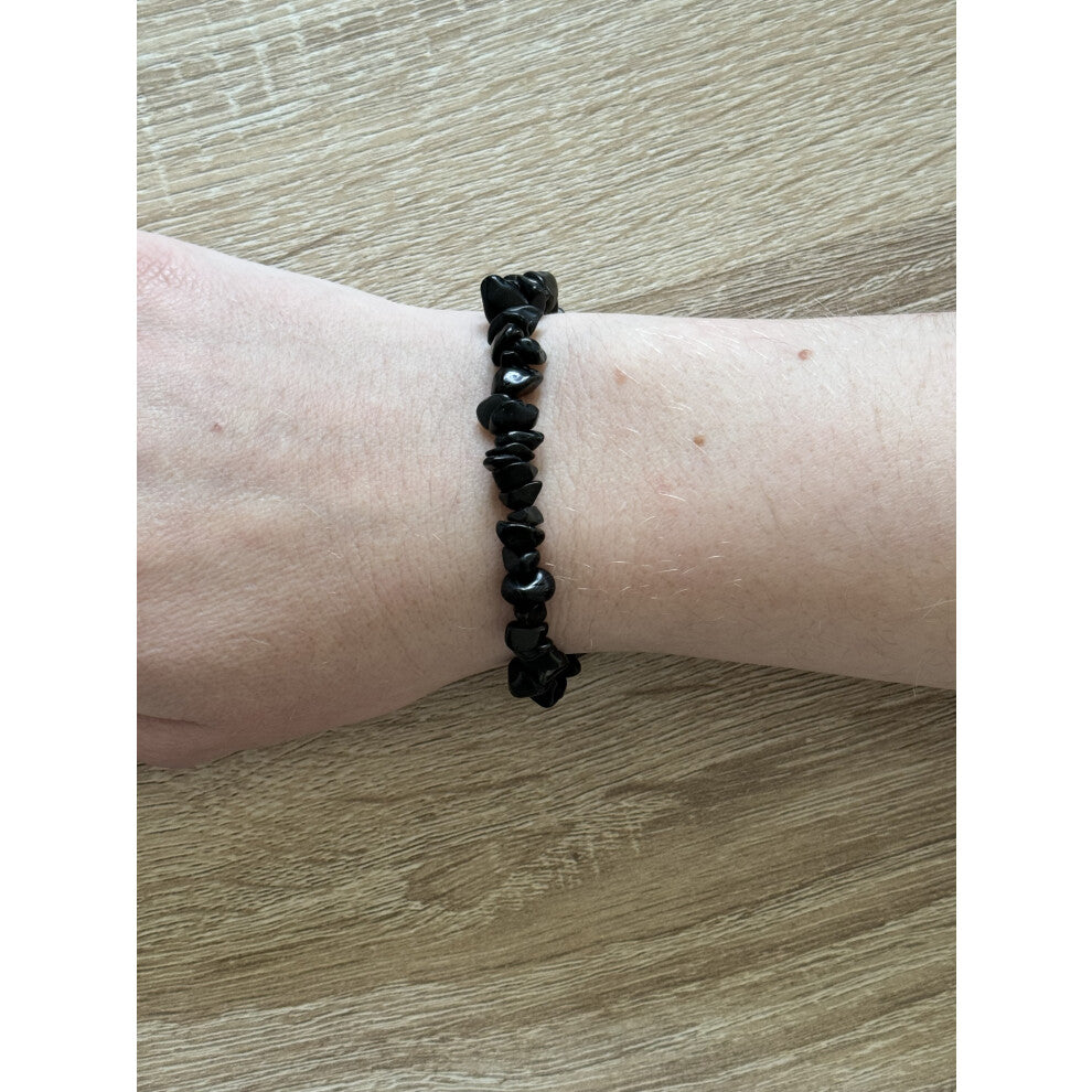 Snowflake Obsidian crystal chip Bracelet with gift bag