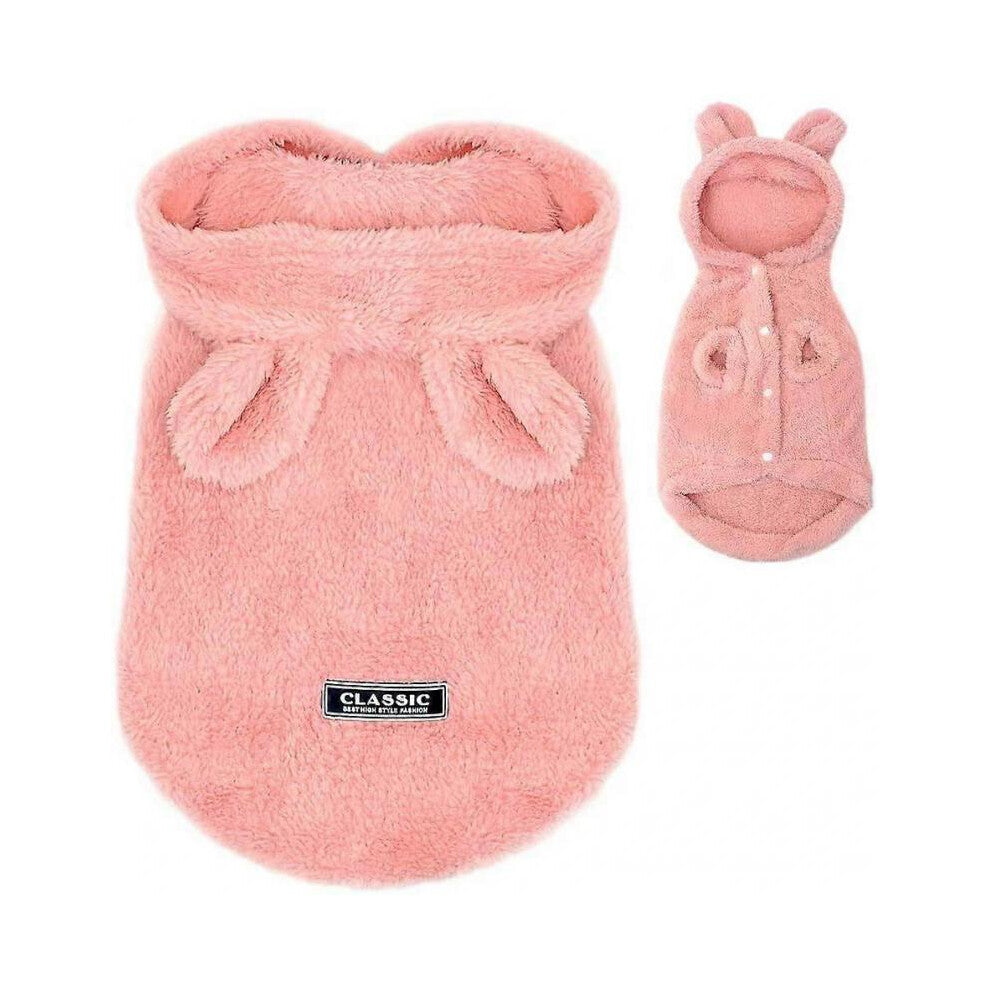 Winter Warm Small Dog Pajamas Coats for Puppy,Cute Rabbit Design Pet PJS Jumpsuit,Soft Fleece Hoodie Clothes for Chihuahua Yorkie Poodles