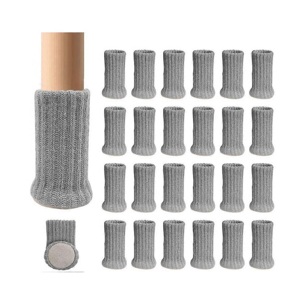 Pack of 24 chair leg socks - Non-slip felt floor protectors (diameter 1" to 2", grey)