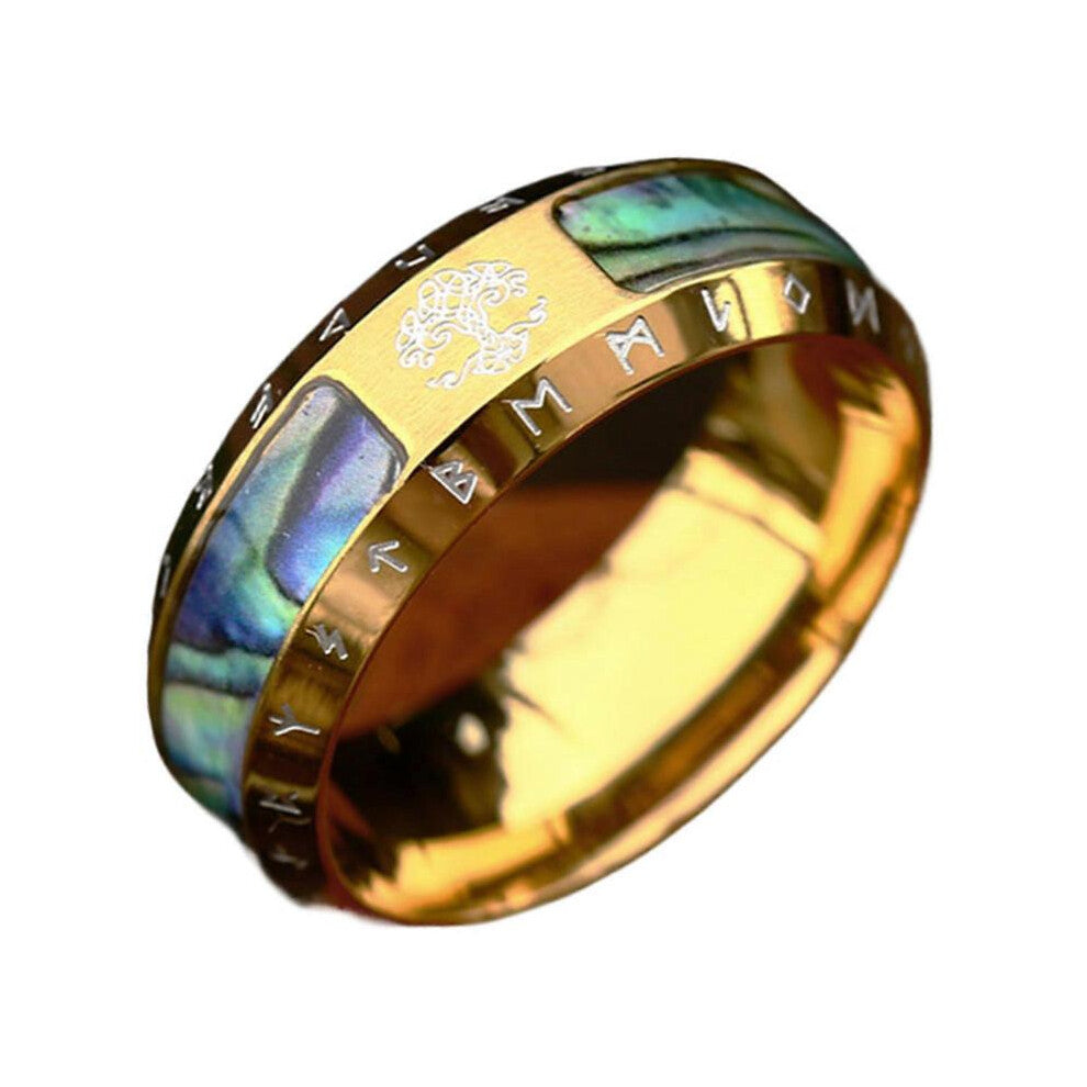 (Gold, 10) Fashion Nordic Vikinged Yggdras Rings Decoration for Men Celticed Knot Punk Biker Amulet Jewelry Vintage Styles