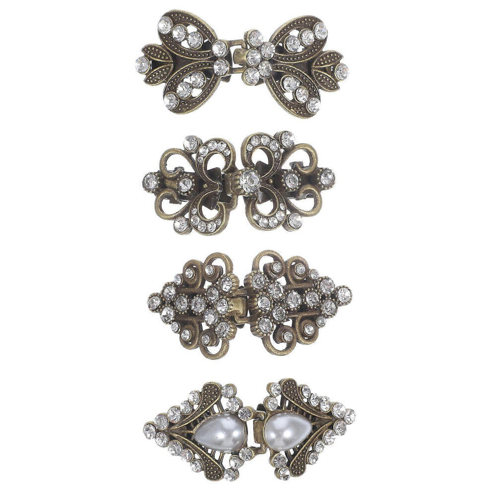 (As show, One size) 4pcs Sweater Clips Cloak Clasp Cardigan Clip Vintage Collar Shawl Pin Cloak Brooches