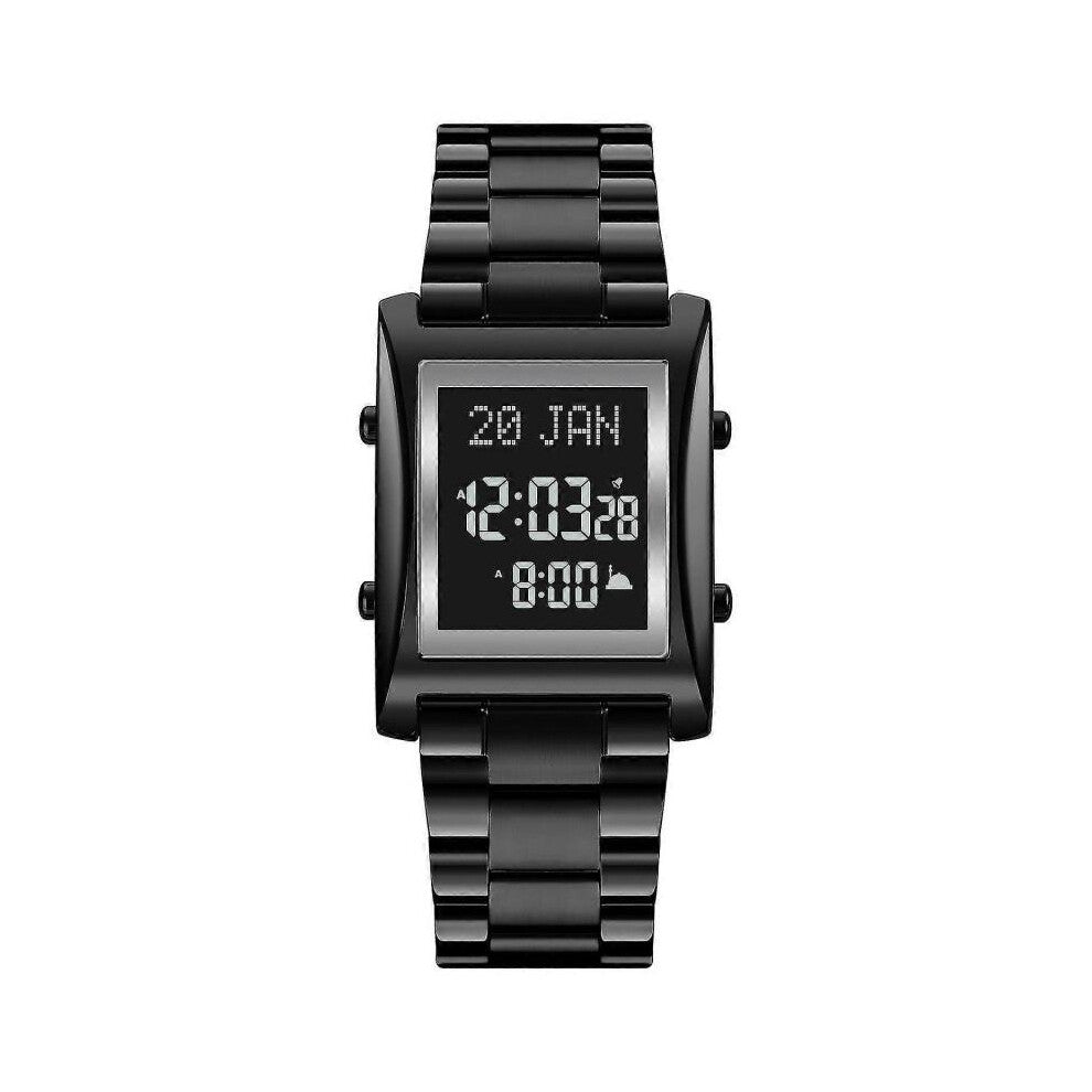 (Please refer to the instruction manual for use, black) SKMEI 1815 Muslim Digital Watch for Prayer Qibla Compass Hijri Calendar Quran Bookmark City