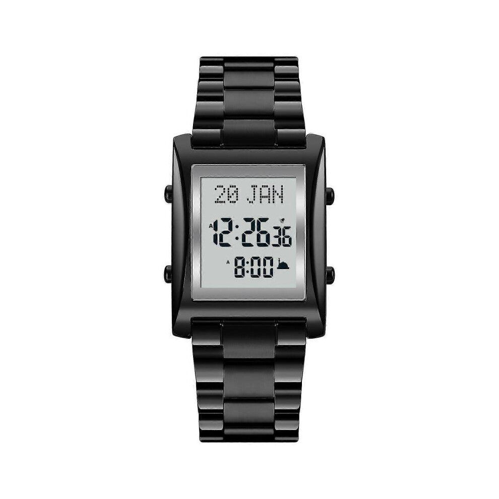 (Please refer to the instruction manual for use, brown) SKMEI 1815 Muslim Digital Watch for Prayer Qibla Compass Hijri Calendar Quran Bookmark City
