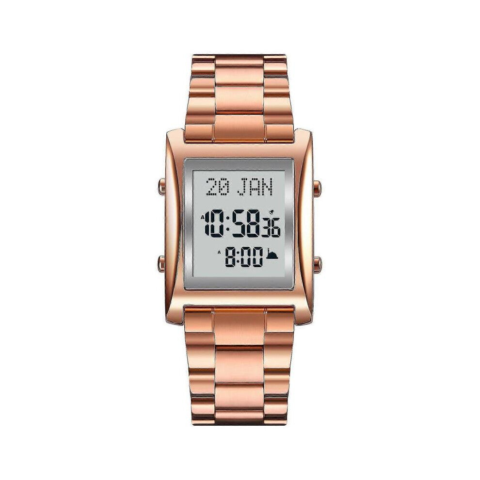 (Please refer to the instruction manual for use, rose red) SKMEI 1815 Muslim Digital Watch for Prayer Qibla Compass Hijri Calendar Quran Bookmark City