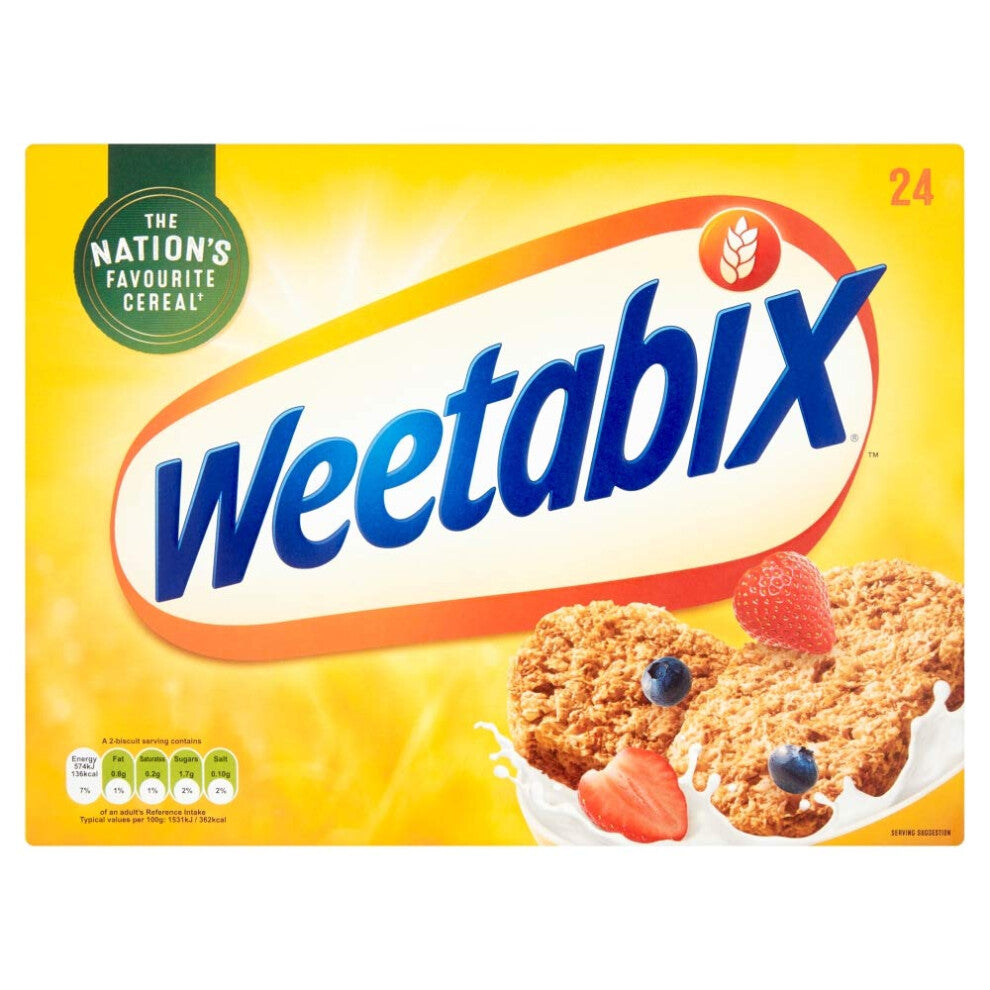 Weetabix Wholegrain Cereal - 288 Biscuits (12x24) Total 288, High Fibre, Low Fat, 100% Wholegrain, Vegetarian | Code 72