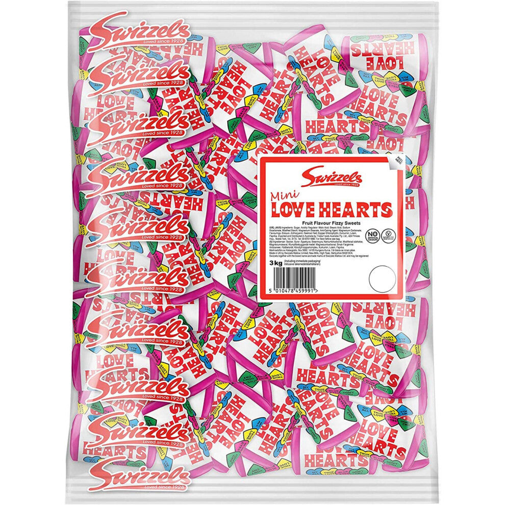 2 x British Swizzels Love Hearts Mini Roll Candy: 3kg Bag, (Approx 300 Rolls) by Love Hearts