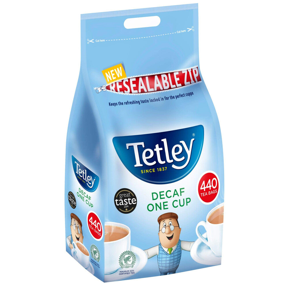 Tetley Decaffeinated Tea Bags – 6x440, Rainforest Alliance Certified, Full Flavor, Caffeine-Free