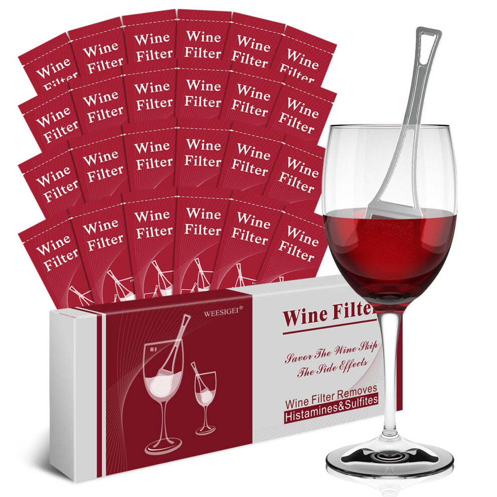 WEESIGEI Wine Wand Sulfite Purifier: Wine Filters Remover Histamines Sulfite - Reduce Headaches Alleviate & Sensitivities (pack of 24)