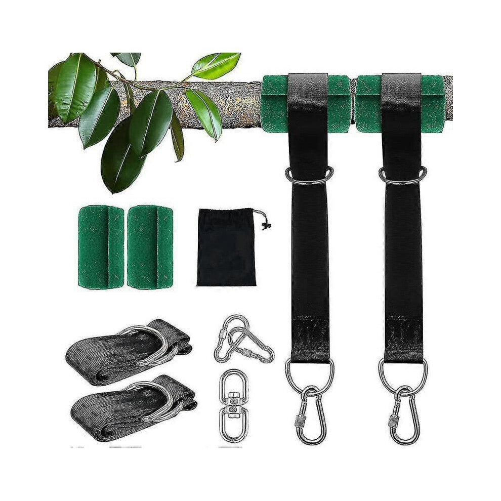 Tree Swing Hanging Straps Kit 2x5ft Heavy Duty Swing Hanger with Carabiners, Tree Protectors And Swivel Hook