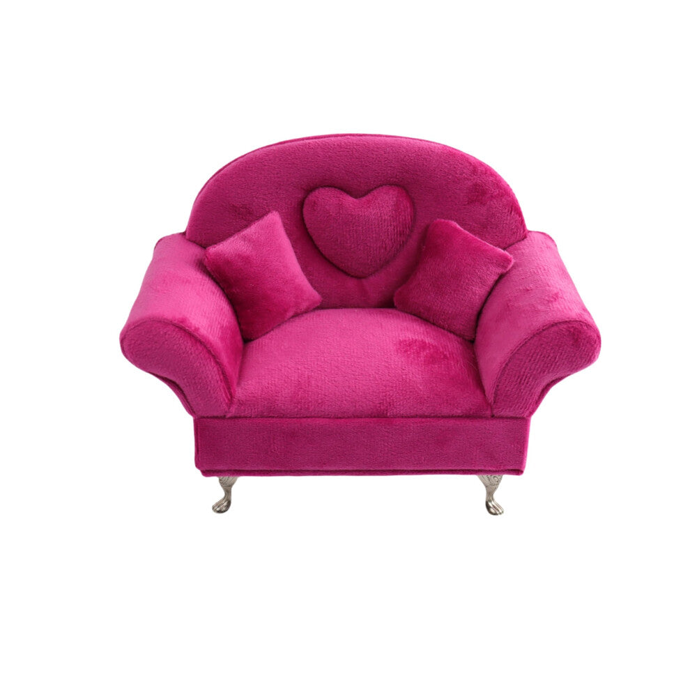 CONCISE Miniature Dollhouse Accessories Dollhouse Furniture 1-6 Scale Sofa Pink Jewelry Box Women Velvet Storage Jewelry Box