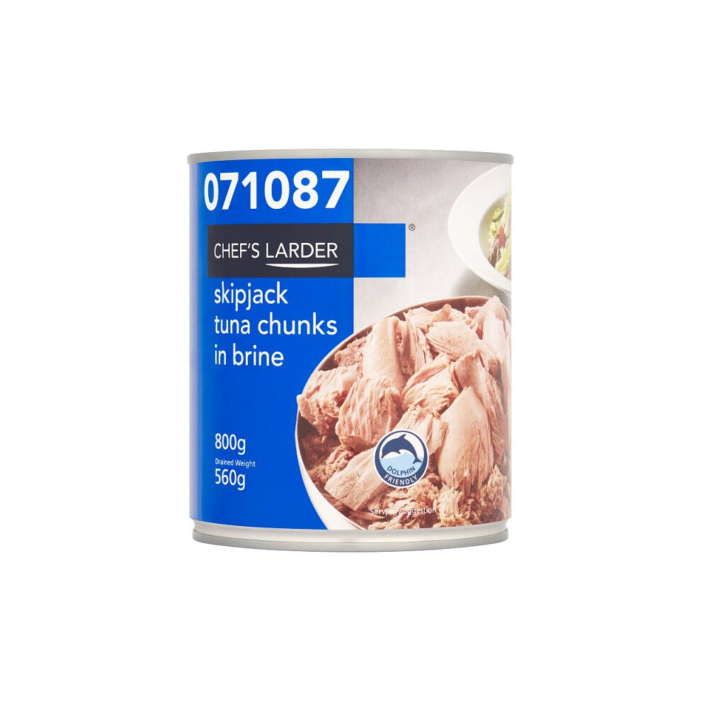 Chef's Larder Skipjack Tuna Chunks in Brine 800g (Drained Weight 560g) Pack of 6