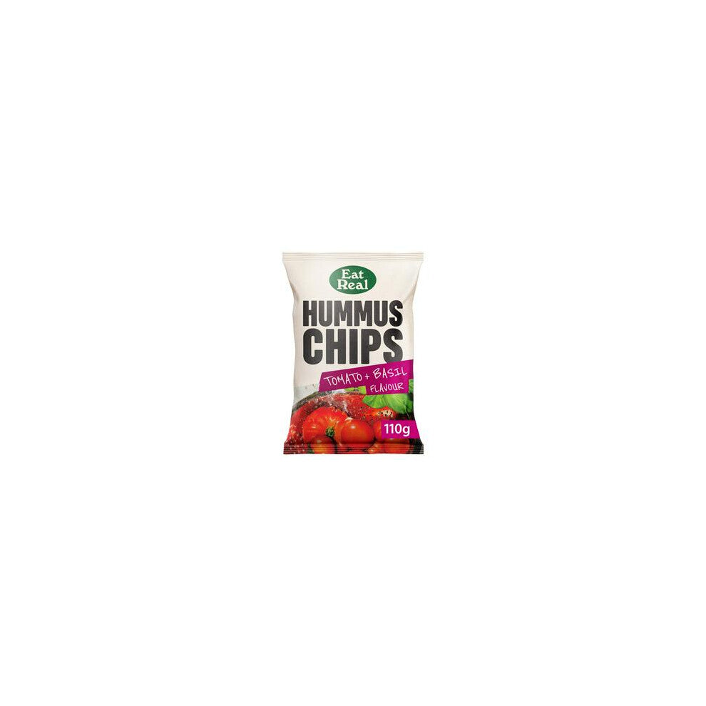 Eat Real Hummus Tomato & Basil Flavoured Chips 110g - Pack of 2