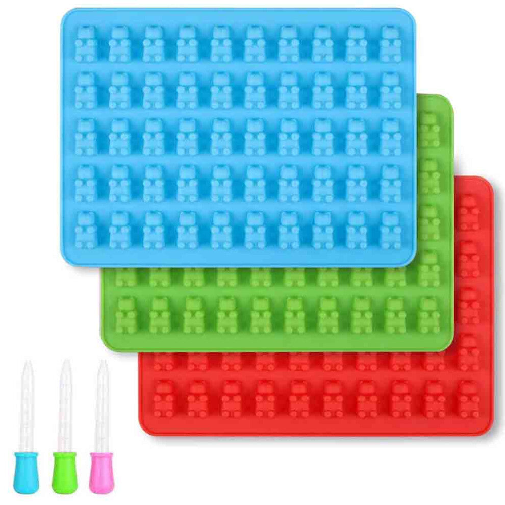 3 Pieces Candy Mold Silicone Gummy Bear Molds Silicone Molds With Pipettes For Gummy Bears, Jelly