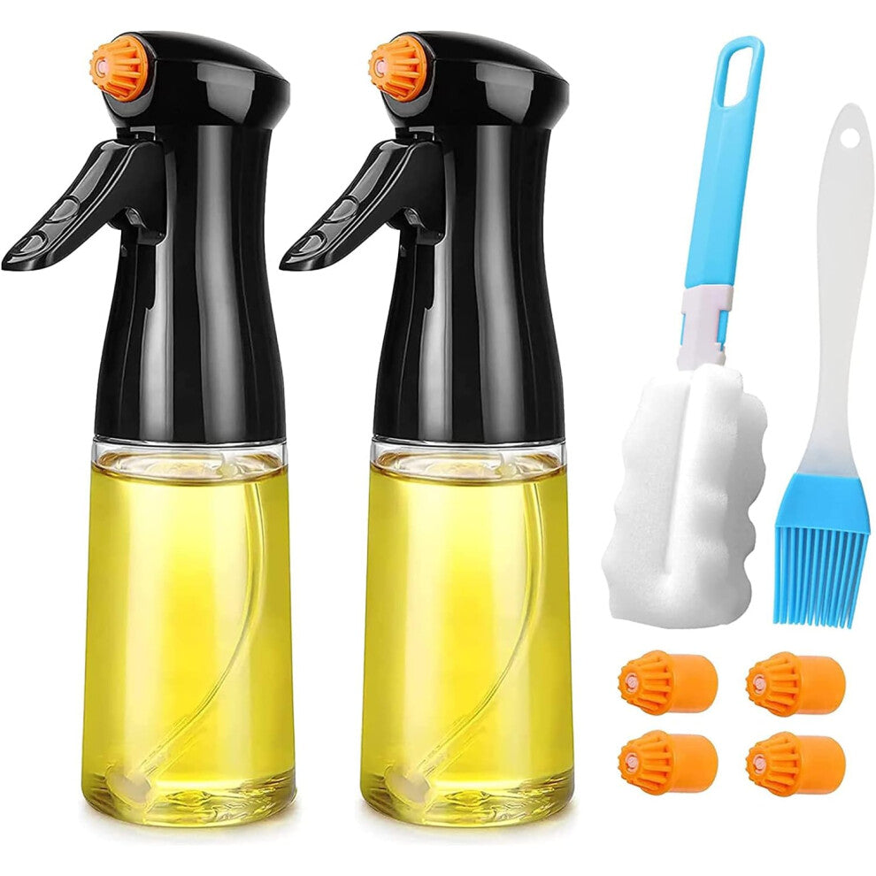 Cooking Oil Spray 200 ml, 2pcs Oil and Vinegar Sprayer with Brush, Oil Juice Sprayer for Barbecue Kitchen Cooking BBQ Salad Black