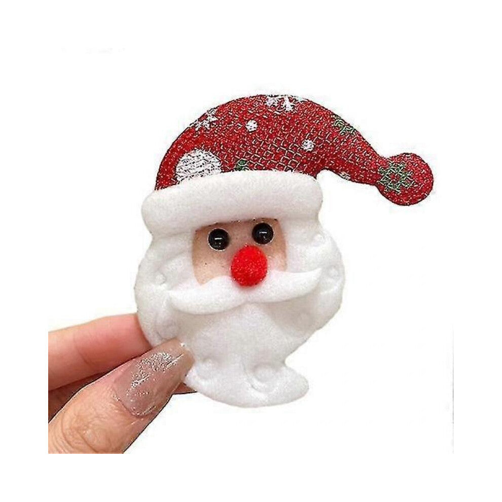 (A, as the picture) Cute Glitter New Year Christmas Brooch Snowman Santa Claus Christmas Tree Star Shape Pin Clothing Scarf Badge Outfit Accessories