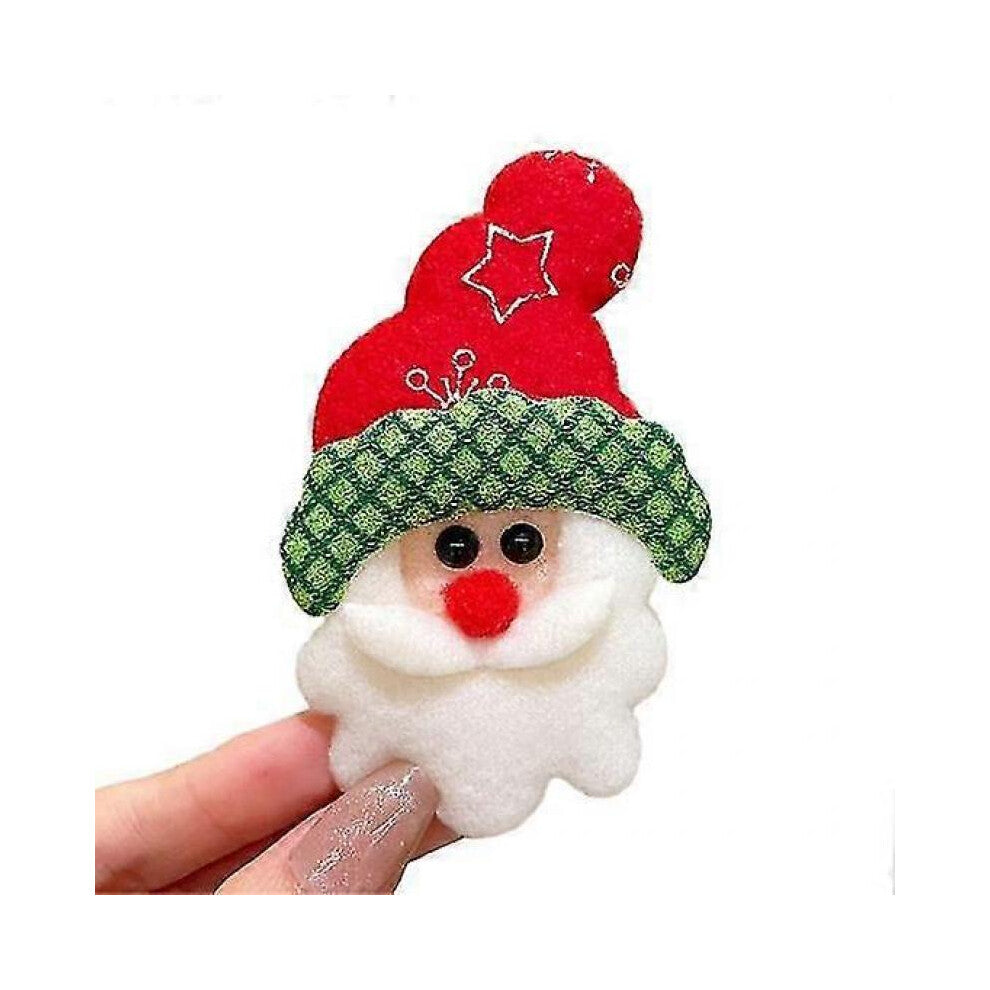 (C, as the picture) Cute Glitter New Year Christmas Brooch Snowman Santa Claus Christmas Tree Star Shape Pin Clothing Scarf Badge Outfit Accessories