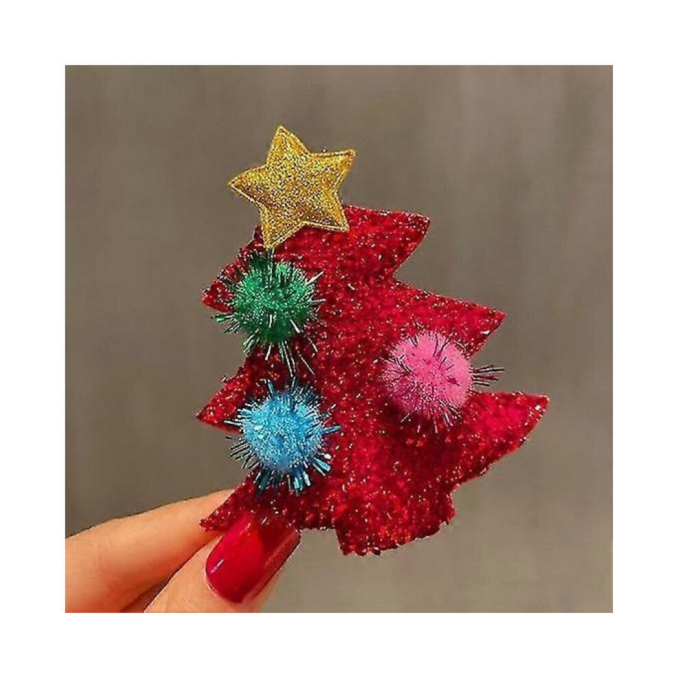 (F, as the picture) Cute Glitter New Year Christmas Brooch Snowman Santa Claus Christmas Tree Star Shape Pin Clothing Scarf Badge Outfit Accessories