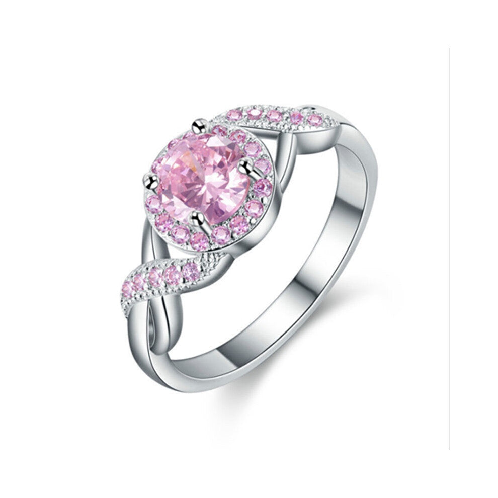 ( 8) Pink 14k Fashion Ring Wedding Engagement Party Gifts Fashion Zircon With Ring