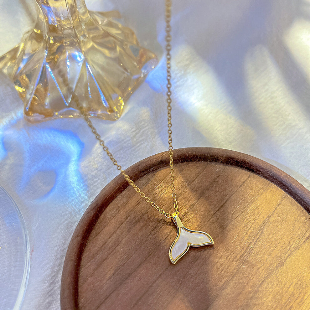 (X432 Gold - Fish tail) A light luxury design silver titanium steel necklace, versatile collarbone chain and high-end neck chain