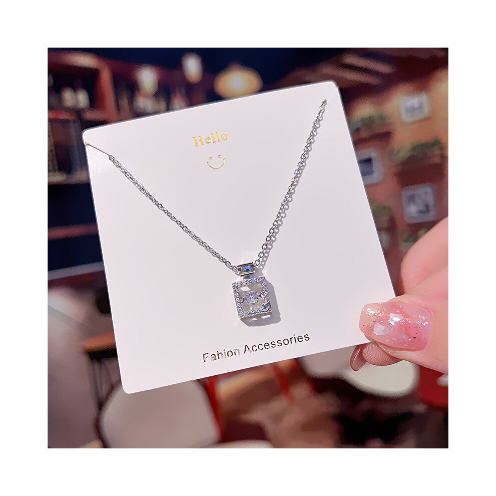 (X487 Silver - Perfume bottle) A light luxury design silver titanium steel necklace, versatile collarbone chain and high-end neck chain