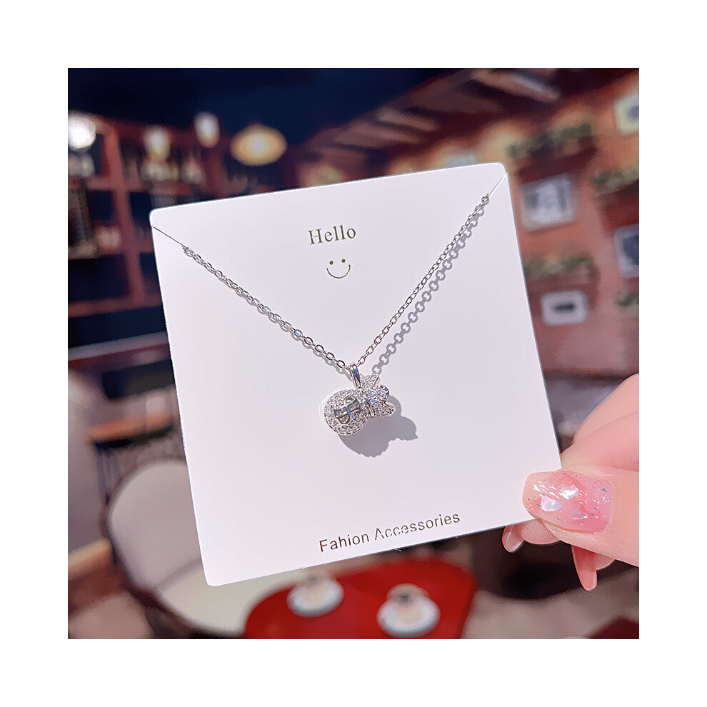 (X494 Silver - Money bag) A light luxury design silver titanium steel necklace, versatile collarbone chain and high-end neck chain