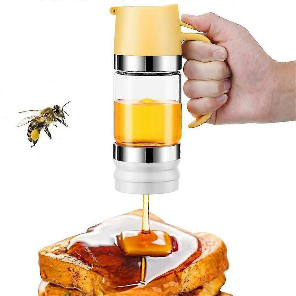 (As show, One size) Honey Dispenser Jar, 10 Oz No Drip Glass Honey Dripper with Handle, Honey Syrup Dispenser compatible with Bread, Coffee or Tea